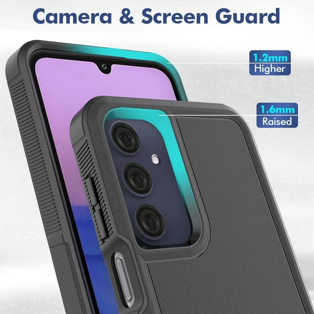 Alt view image 4 of 7 - for Galaxy A16 5G Case: Dual Layer Protective Heavy Duty Cell Phone Cover Shockproof Rugged with Screen Protector - Military Protection Bumper Tough - Galaxy A16 5G 2025 Black
