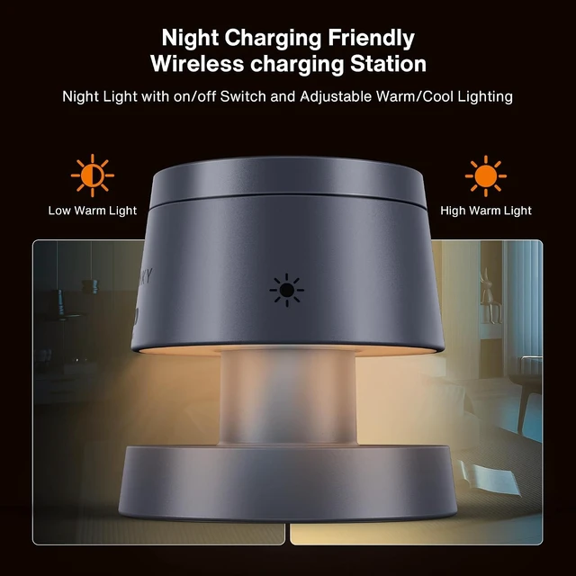 Alt view image 5 of 7 - iVANKY 3 in 1 Mag-Safe Charger Stand 15W Fast Magnetic Wireless Charging Station with Night Light for iPhone 17e 17 16 15 14 13 Pro Max Watch AirPods 4/3/2/Pro(No AC Adapter)