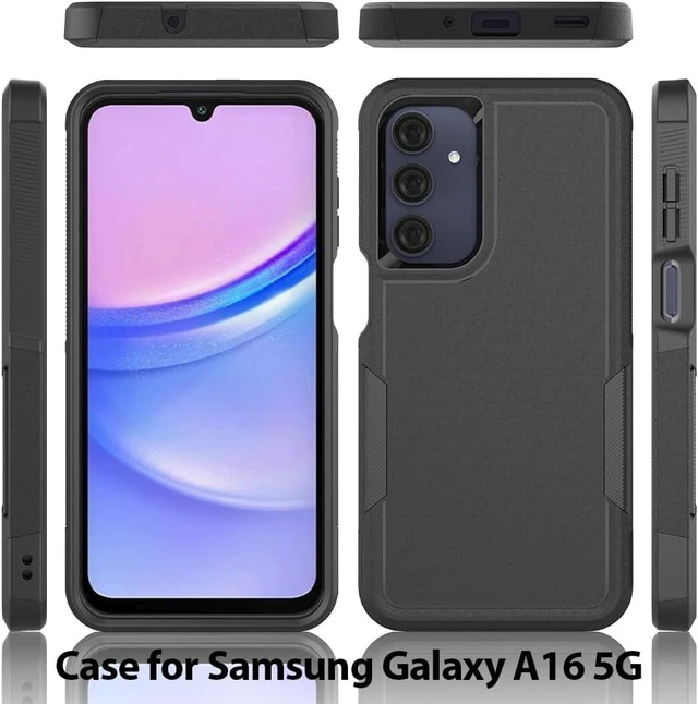 Alt view image 7 of 7 - for Galaxy A16 5G Case: Dual Layer Protective Heavy Duty Cell Phone Cover Shockproof Rugged with Screen Protector - Military Protection Bumper Tough - Galaxy A16 5G 2025 Black