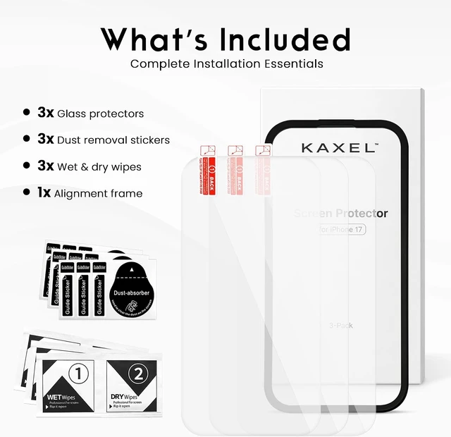 Alt view image 2 of 7 - Premium Screen Protector for iPhone 17 Tempered Glass Anti-Scratch Bubble-Free 3 Pack