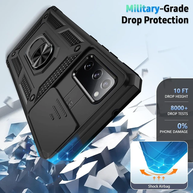 Alt view image 4 of 6 - for Galaxy S20 FE 5G Case with Camera Lens Cover HD Screen Protector 10 FT Military Grade Drop Protection Magnetic Ring Holder Kickstand Protective Phone Case Black
