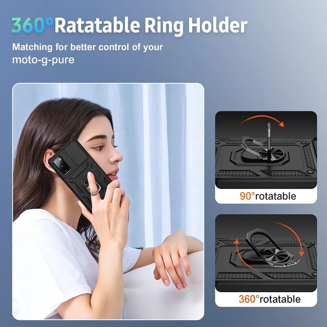 Alt view image 6 of 6 - for Galaxy S20 FE 5G Case with Camera Lens Cover HD Screen Protector 10 FT Military Grade Drop Protection Magnetic Ring Holder Kickstand Protective Phone Case Black