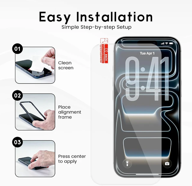 Alt view image 3 of 7 - Premium Screen Protector for iPhone 17 Tempered Glass Anti-Scratch Bubble-Free 3 Pack