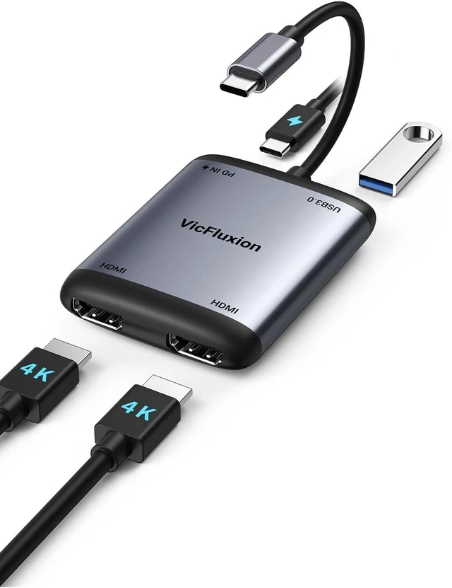 Main image of USB C to Dual HDMI Adapter Dual 4K@60Hz Monitors Adapter for Laptop