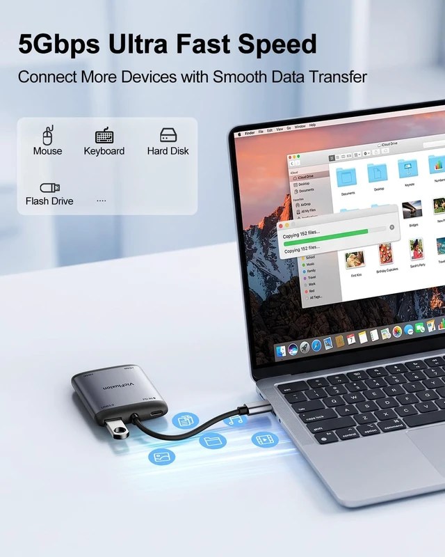 Alt view image 7 of 7 - USB C to Dual HDMI Adapter Dual 4K@60Hz Monitors Adapter for Laptop
