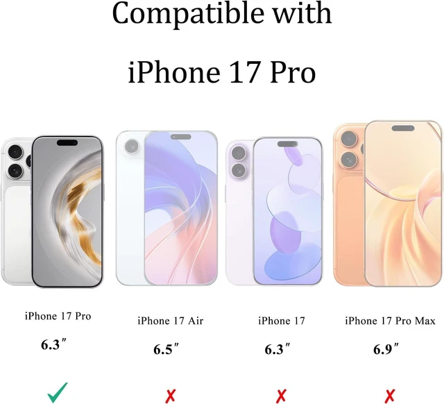 Alt view image 2 of 6 - 2 Pack Privacy Screen Protector for iPhone 17 Pro 6.3-Inch