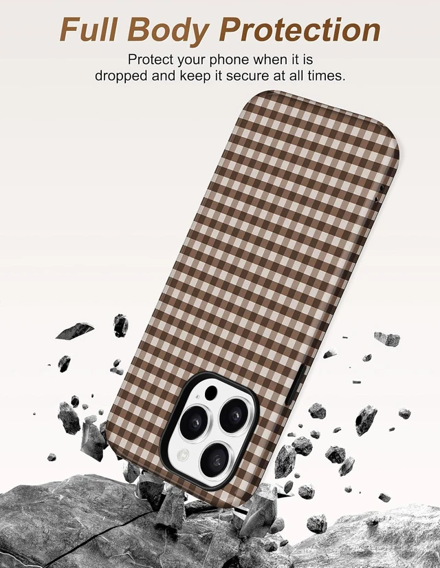 Alt view image 4 of 7 - Magnetic Plaid Phone Case for iPhone 17 Brown