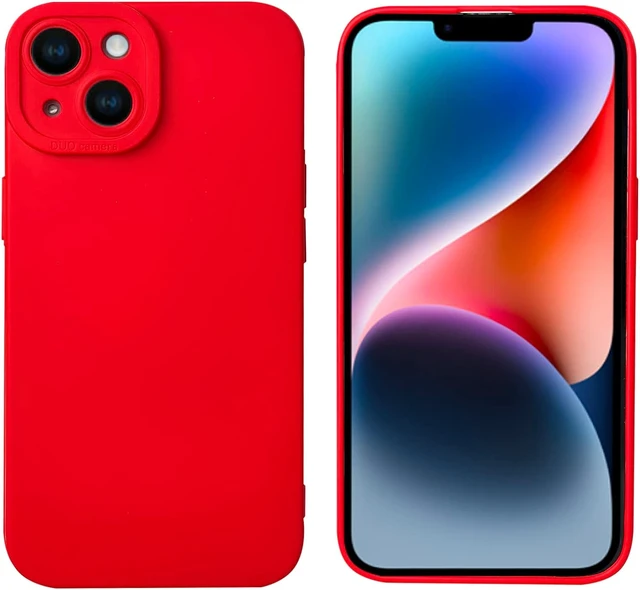 Alt view image 3 of 7 - Soft Silicone Phone Case for iPhone 14 Red (6.1 inch)