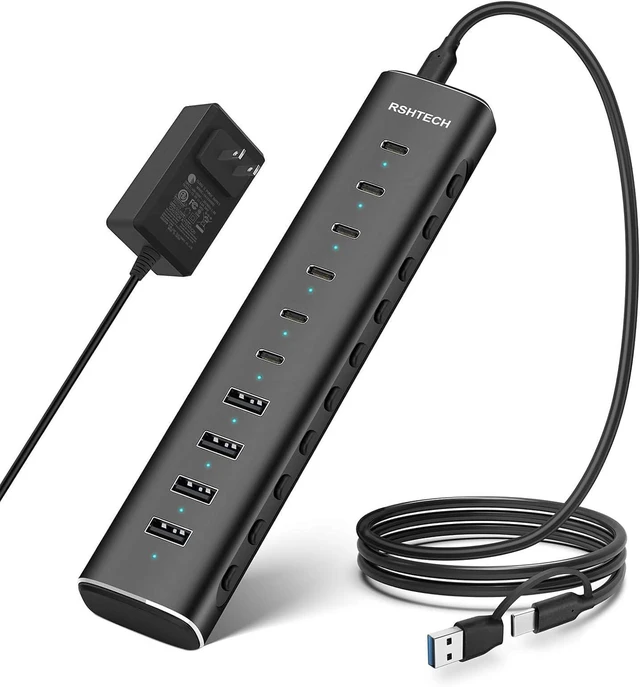 Main image of 10-Port Powered USB C 3.2 Hub 60W with 10Gbps USB 3.2 Ports(6C+4A)