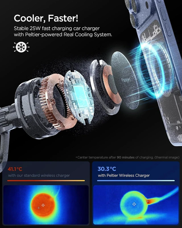 Alt view image 4 of 7 - Cryomax MagFit Qi2.2 25W MagSafe Car Mount Wireless Charger
