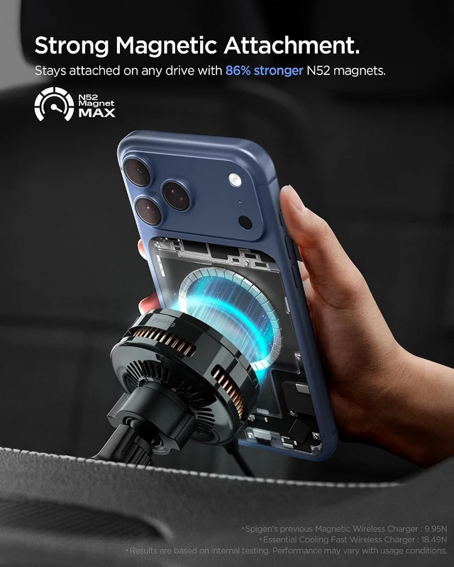 Alt view image 5 of 7 - Cryomax MagFit Qi2.2 25W MagSafe Car Mount Wireless Charger