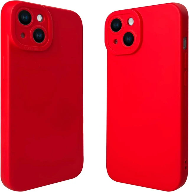 Alt view image 5 of 7 - Soft Silicone Phone Case for iPhone 14 Red (6.1 inch)