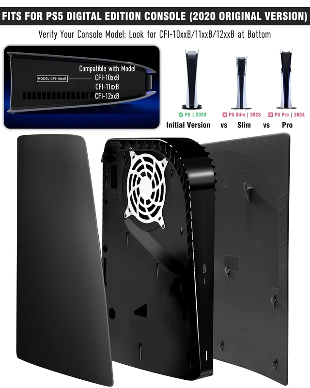 Alt view image 4 of 7 - Faceplate for Digital Edition Anti-Scratch Dustproof Plates Replacement Cover Skin Accessories Compatible with Console Digital Edition Black 2020 Standard Version