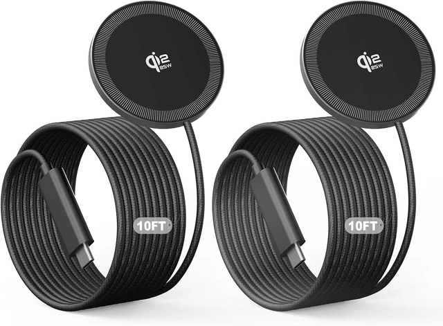 Main image of 2Pack Magnetic Wireless Charger 25W Fast Charger for iPhone 17/16/15/14/13/12 Series & AirPods Portable Wireless Charging Pad for Travel Home Office Desk 10FT-Black