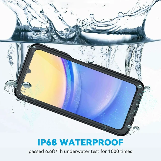 Alt view image 2 of 7 - for Galaxy A15 5G Phone Case IP68 Waterproof Dustproof Cover with Screen Protector Heavy Duty Full Body Protective Case for Galaxy A15 5G Black/Clear
