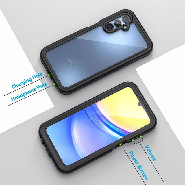Alt view image 6 of 7 - for Galaxy A15 5G Phone Case IP68 Waterproof Dustproof Cover with Screen Protector Heavy Duty Full Body Protective Case for Galaxy A15 5G Black/Clear