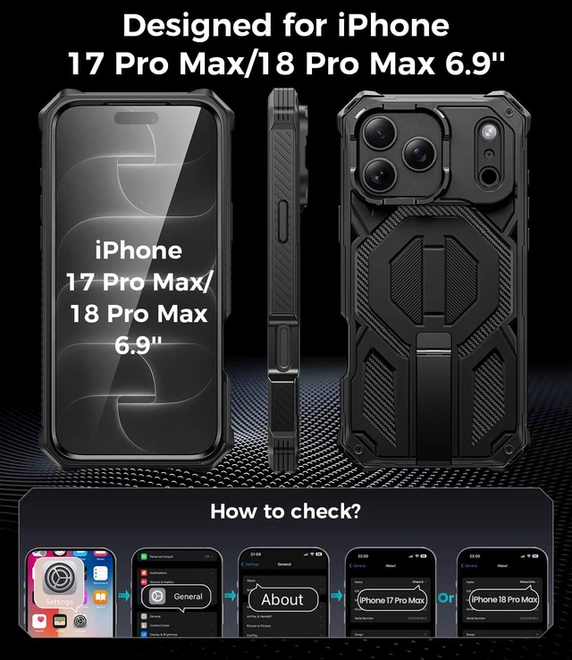 Alt view image 2 of 7 - Magnetic for iPhone 18 Pro Max Case/17 Pro Max Case with Screen Protector