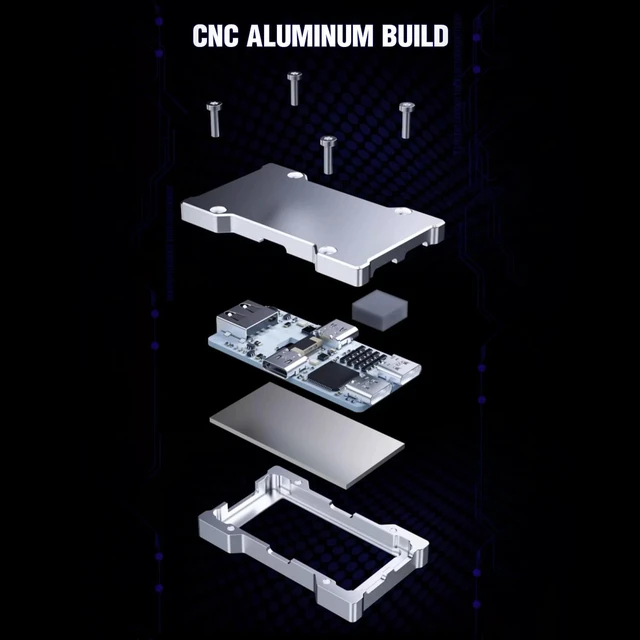Alt view image 3 of 6 - HM LAB Z?NEO 8K USB Gaming Hub with Custom Display Independent Power & CNC Aluminum Case - Black