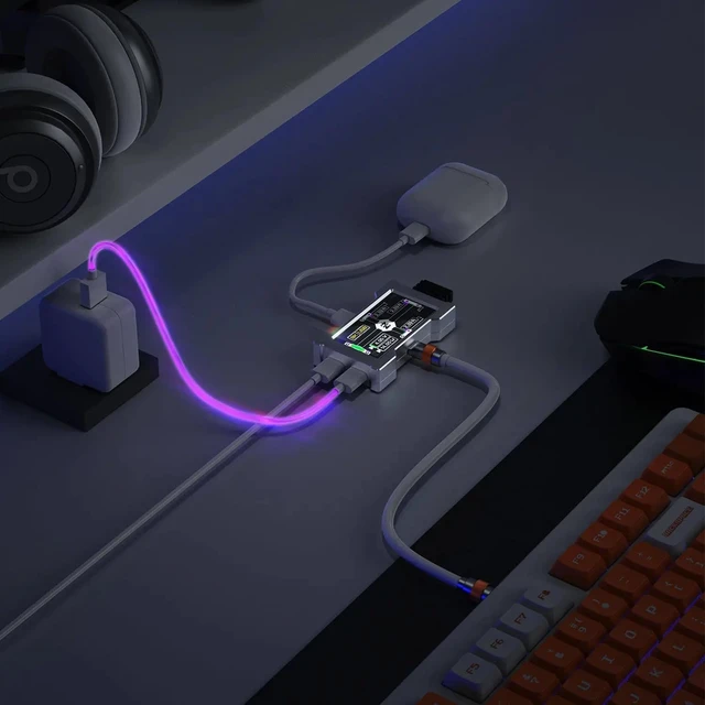 Alt view image 5 of 6 - HM LAB Z?NEO 8K USB Gaming Hub with Custom Display Independent Power & CNC Aluminum Case - Black