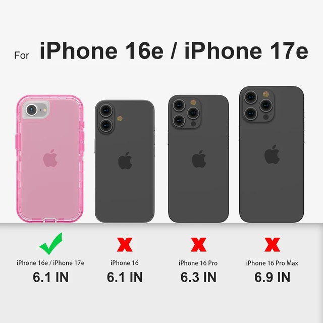 Alt view image 2 of 6 - for iPhone 17e/iPhone 16e Case Shockproof Crystal Pink