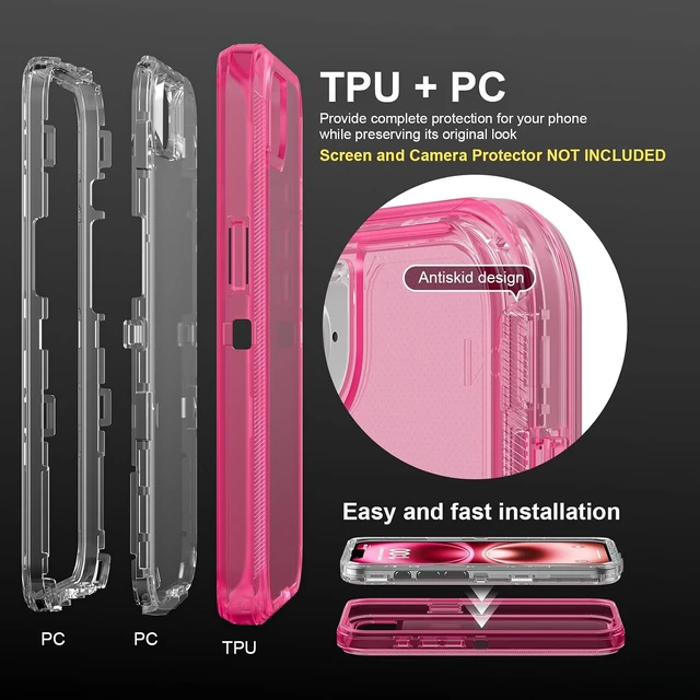 Alt view image 3 of 6 - for iPhone 17e/iPhone 16e Case Shockproof Crystal Pink