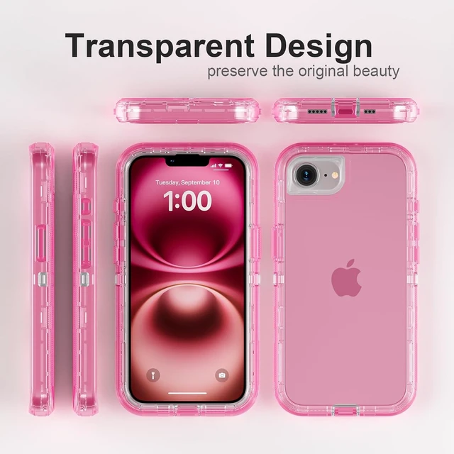Alt view image 6 of 6 - for iPhone 17e/iPhone 16e Case Shockproof Crystal Pink