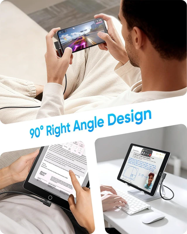 Alt view image 4 of 6 - USB A to Lightning Cable Right Angle 2-Pack 1.5FT 90 Degree iPhone Charger Cord for CarPlay Gaming Bedside & Daily Charging for iPhone 14/13/12/11 Pro Max/XS Max/XR/XS iPad iPod