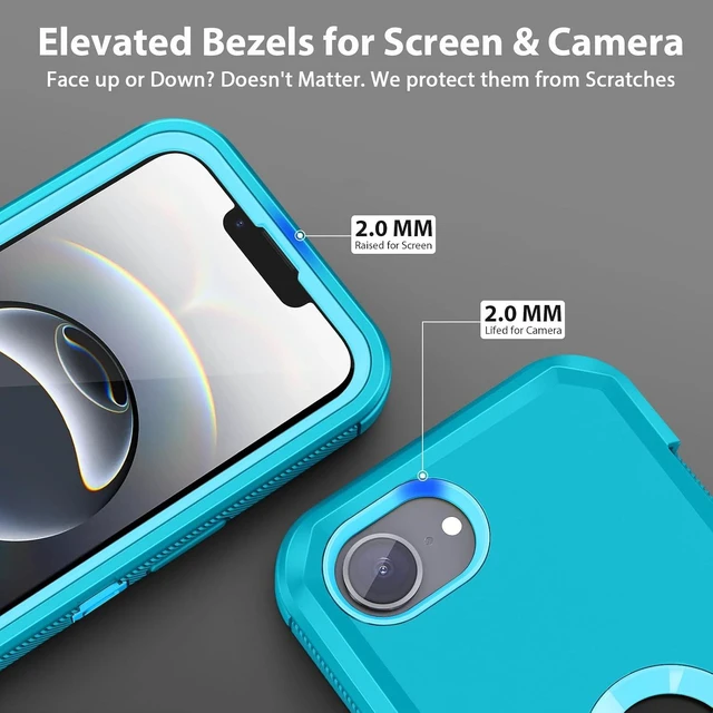 Alt view image 6 of 7 - for iPhone 16e Case 17e Cover Heavy Duty Shockproof Rugged Teal
