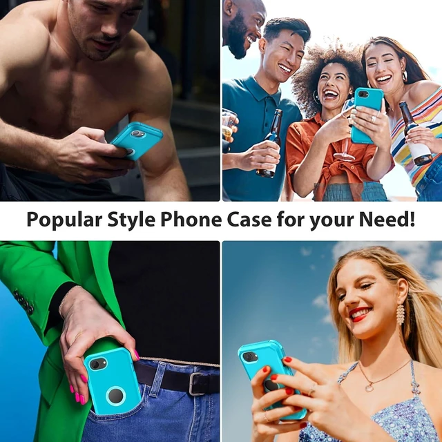 Alt view image 7 of 7 - for iPhone 16e Case 17e Cover Heavy Duty Shockproof Rugged Teal