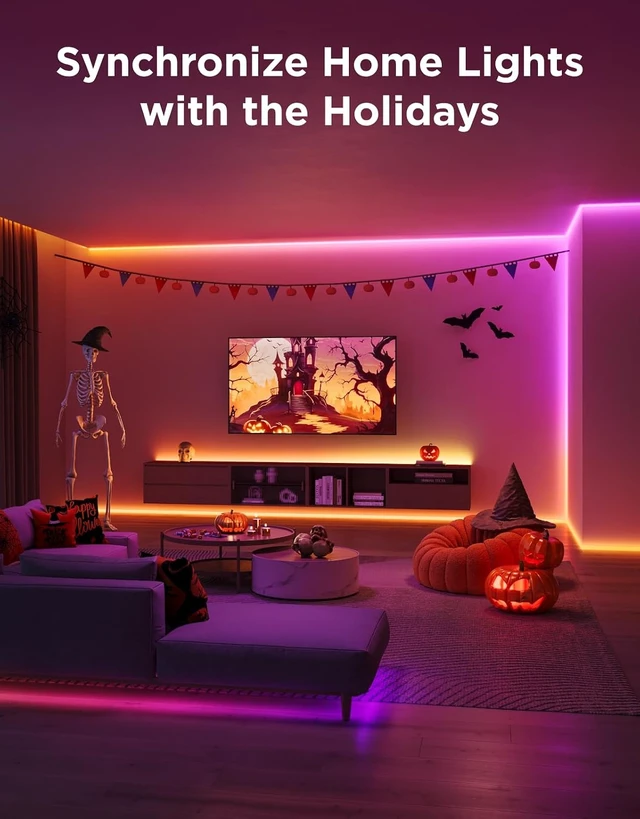 Alt view image 4 of 7 - 32.8ft RGBIC LED Strip Lights Work with Alexa and Google Assistant