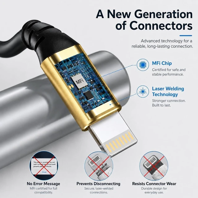 Alt view image 5 of 6 - USB A to Lightning Cable 6ft 3 Pack iPhone Charger Cord