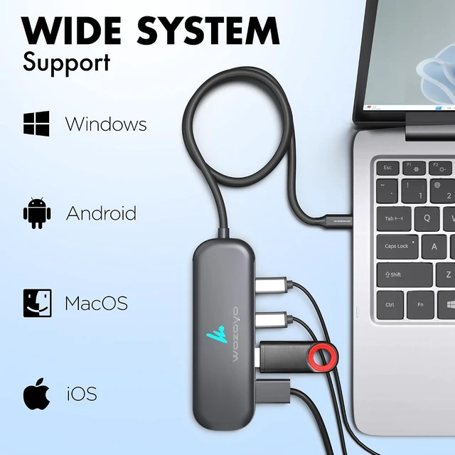 Alt view image 7 of 7 - Type C To 2 Port Type C & 2 Port USB 3.2 Hub Data Transfer Upto 5Gbps Plug & Play Multiport Type C Hub With 30cm Cable Compatible With MacBook Tablet Smartphones And Type C Enabled Devices