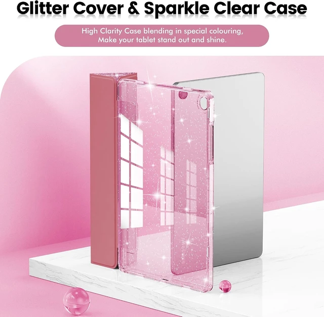 Alt view image 3 of 7 - Case for Galaxy Tab A11+Plus/A9+ Plus 11 inch Case (2023/2025) Glitter Tablet Protective Cover with Sparkly Clear Back for Girls Kids (Pink Galaxy Tab A11 Plus)