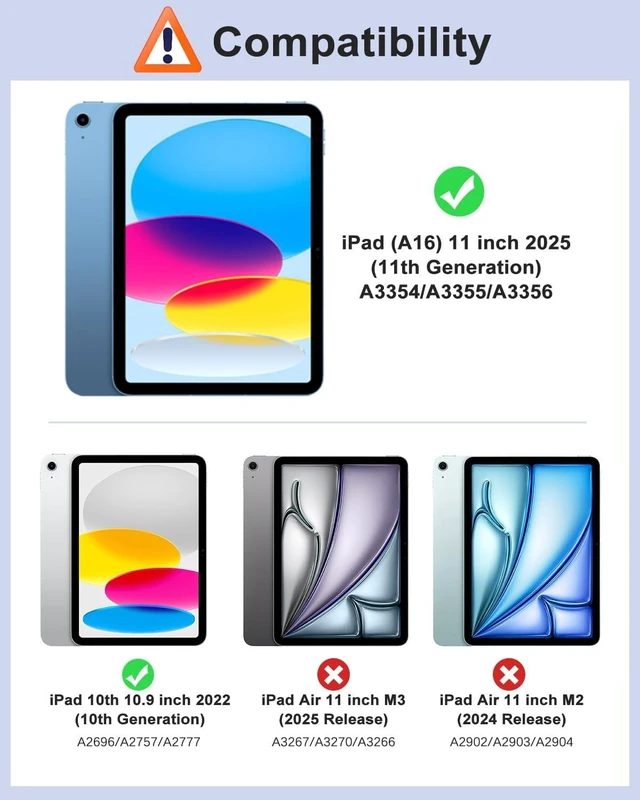 Alt view image 2 of 7 - Clear Case for iPad A16 iPad 11th/10th Gen 11/10.9 Inch Blue Purple