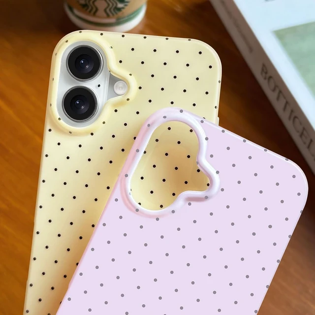 Alt view image 2 of 7 - for iPhone 16 Case Polka Dot Phone Case Cute Trendy Polka Dots Pattern Print Aesthetic Simple Design Soft TPU Slim Shockproof Protective Phone Cover 6.1 for Women Girls - Pink