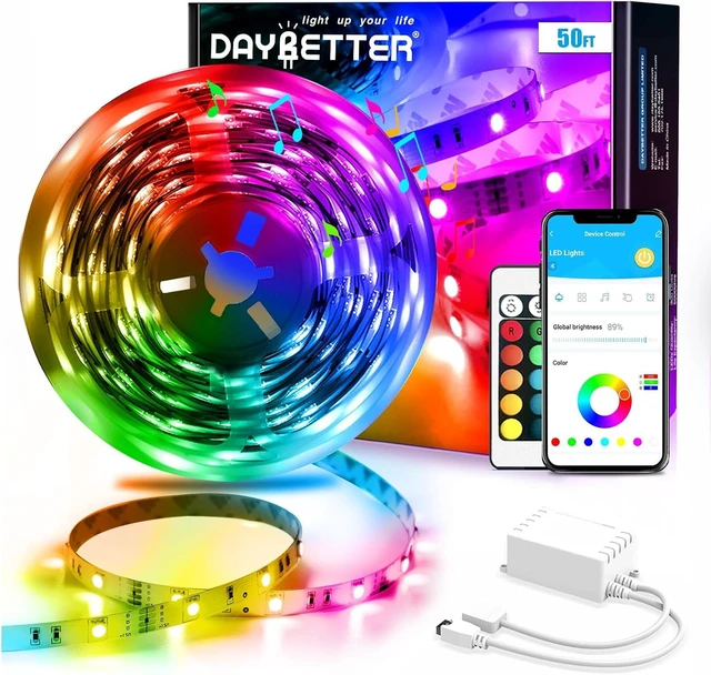 Main image of Led Strip Lights Smart with App Control Remote 5050 RGB for Bedroom Music Sync Color Changing for Room Party 50ft