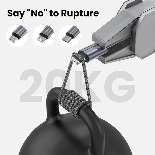 Alt view image 4 of 7 - 3 in 1 Multi Charging Cable 3-Pack 6 FT Multiple Device Charger Cord with USB C Lightning and Micro USB Plugs for iPhone 17 16 15 14 Android Phones and Tablets Gray