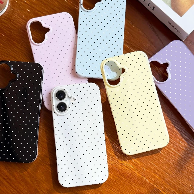 Alt view image 7 of 7 - for iPhone 16 Case Polka Dot Phone Case Cute Trendy Polka Dots Pattern Print Aesthetic Simple Design Soft TPU Slim Shockproof Protective Phone Cover 6.1 for Women Girls - Pink