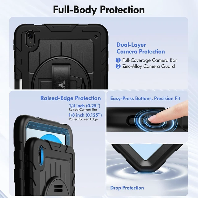 Alt view image 4 of 7 - for iPad (A16) 11th Generation Case iPad 10th Gen Case Black