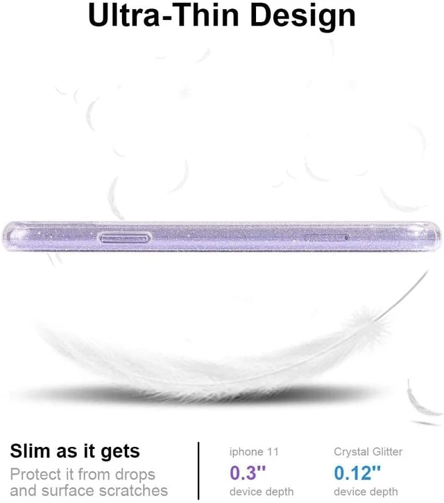 Alt view image 6 of 7 - Compatible with iPhone 11 Case Clear Glitter Sparkle Bling Anti-Scratch Shockproof Protective Flexible Phone Cases Cute Slim Thin Bumper Cover for Women Girls (6.1 inch) 2019
