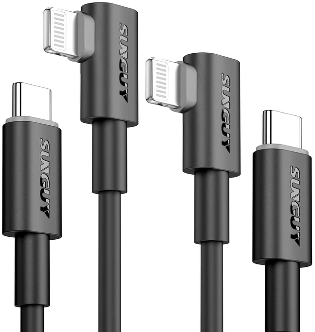 Main image of Right Angle Lightning Cable 1.6FT 2 Pack 27W USB C to Lightning Cable Fast Charging for iPhone 14/13/12/11 Pro Max Mini XR XS 8 7 6 5 Plus CarPlay
