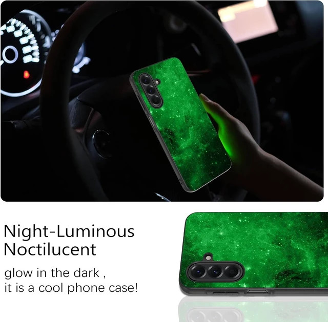 Alt view image 3 of 7 - for Galaxy A17 5G Case Glow in The Dark Plating Edge Noctilucent Luminous Space Nebula Back Anti Scratch Slim Shockproof Protective Case for Galaxy A17