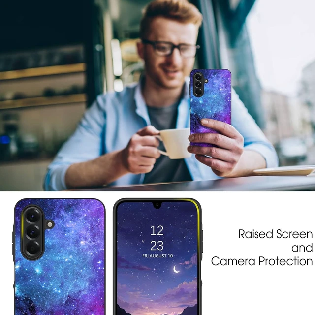 Alt view image 5 of 7 - for Galaxy A17 5G Case Glow in The Dark Plating Edge Noctilucent Luminous Space Nebula Back Anti Scratch Slim Shockproof Protective Case for Galaxy A17