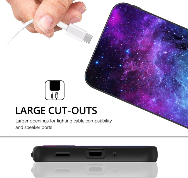 Alt view image 7 of 7 - for Galaxy A17 5G Case Glow in The Dark Plating Edge Noctilucent Luminous Space Nebula Back Anti Scratch Slim Shockproof Protective Case for Galaxy A17