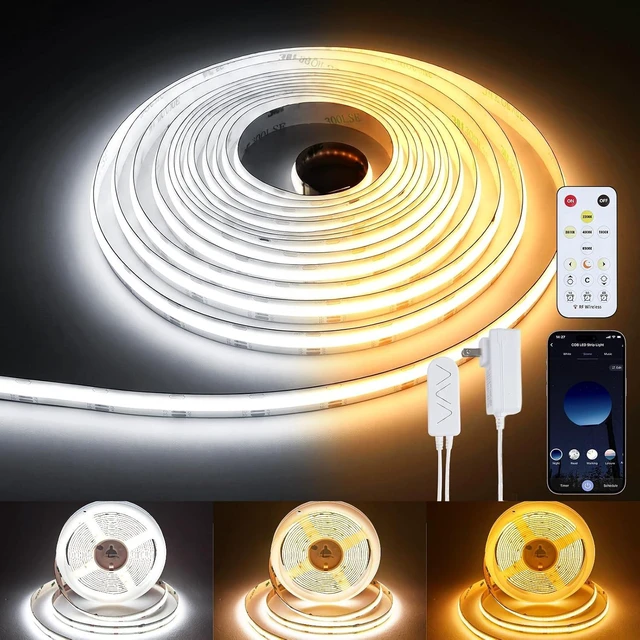 Main image of COB LED Strip Light 16.4ft Dimmable 2300K-6500K Cuttable LED Tape Lights