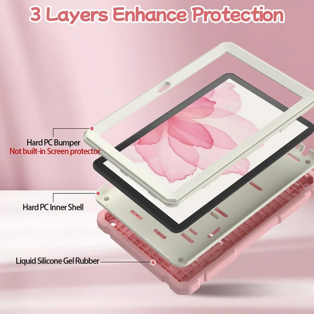 Alt view image 3 of 6 - Tablet Case for 10-Inch with Kickstand Pink+Beige