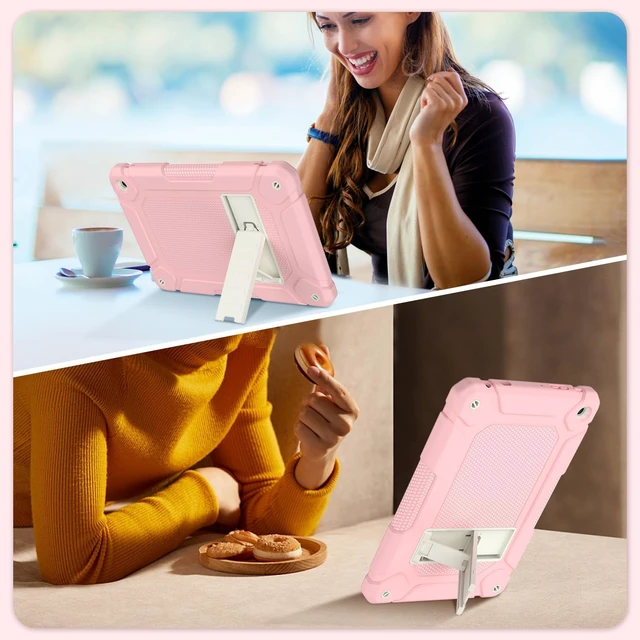 Alt view image 5 of 6 - Tablet Case for 10-Inch with Kickstand Pink+Beige