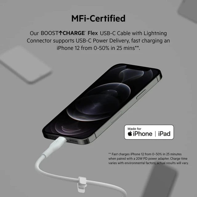 Alt view image 3 of 6 - USB C to Lightning Cable 6.6ft Fast iPhone Charger Cord