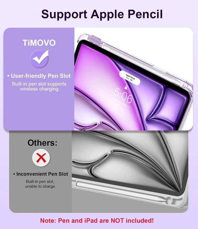 Alt view image 3 of 7 - Case for iPad Air 11 Inch M4/M3/M2 Air 5th/4th Gen Taro Purple