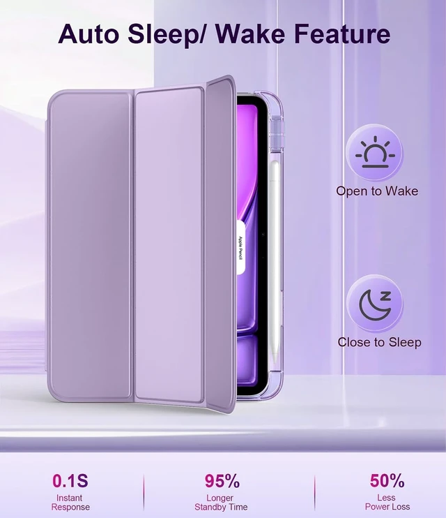 Alt view image 5 of 7 - Case for iPad Air 11 Inch M4/M3/M2 Air 5th/4th Gen Taro Purple